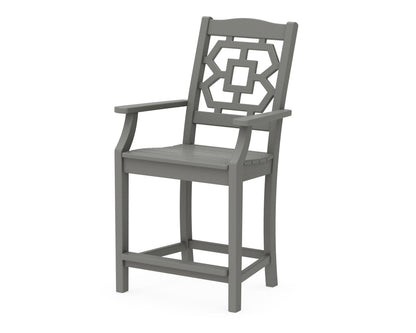 Martha Stewart by POLYWOOD® Chinoiserie Counter Arm Chair in Slate Grey