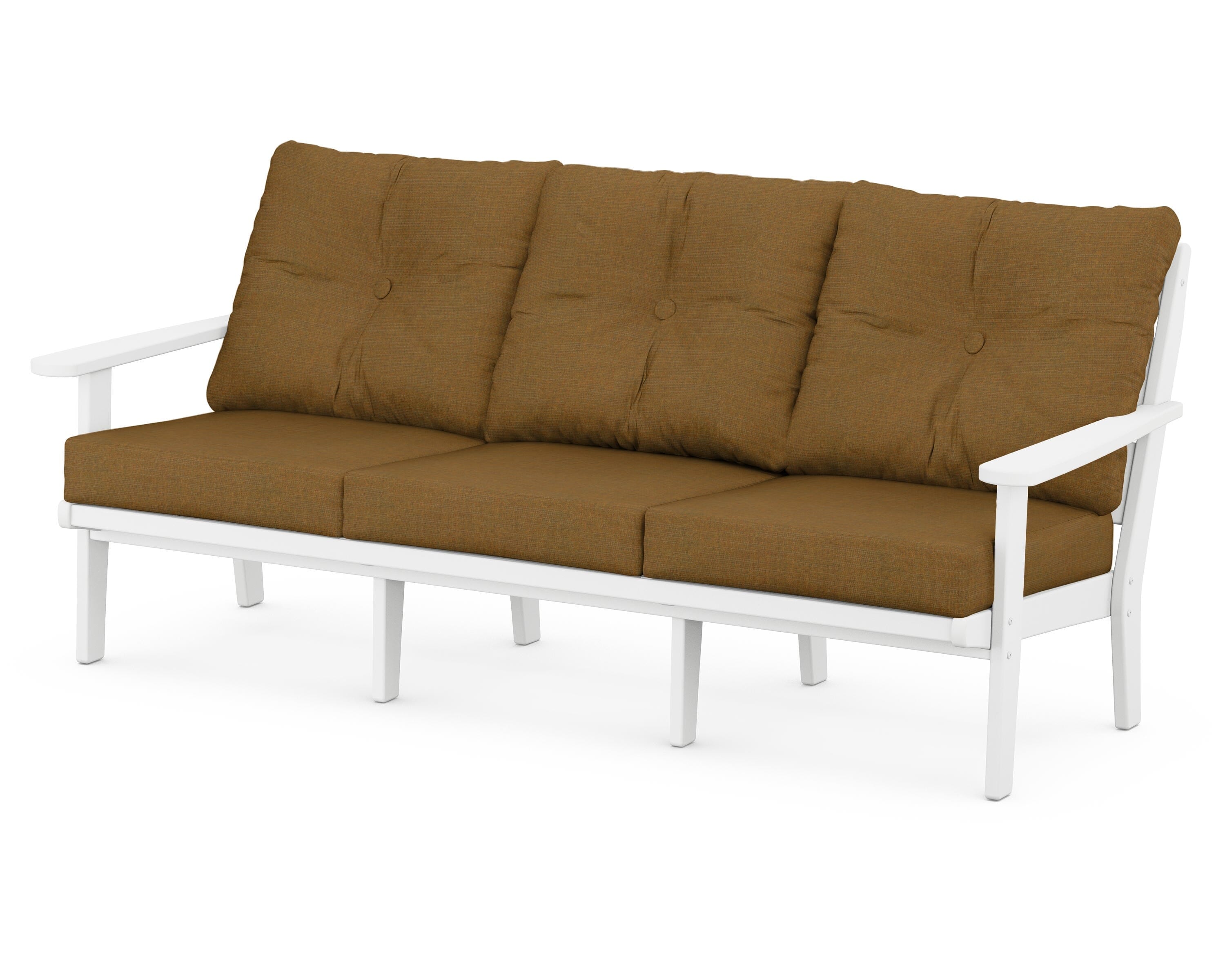 POLYWOOD® Lakeside Deep Seating Sofa in White / Exhale Teak