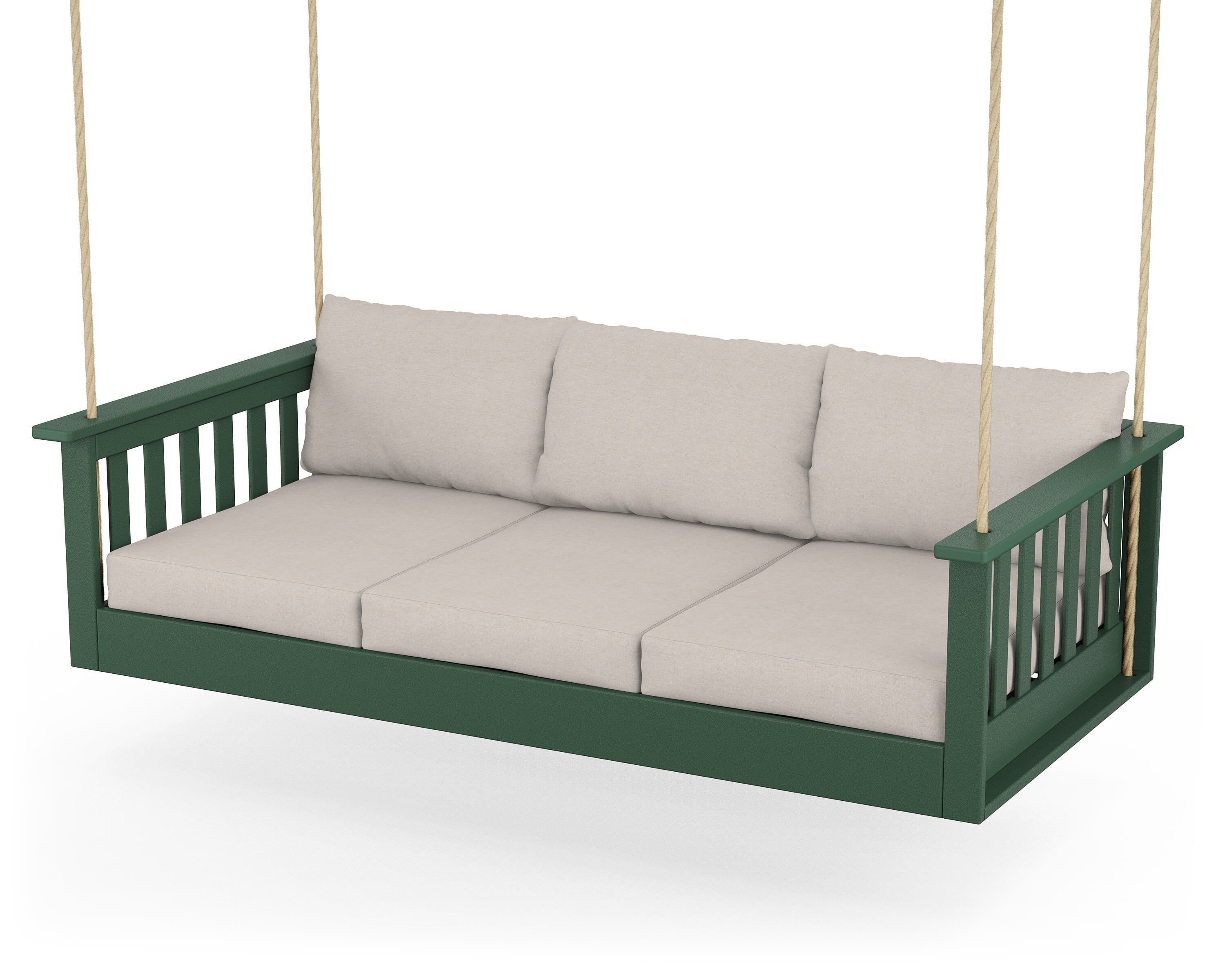 POLYWOOD® Vineyard Daybed Swing in Green / Nuance Cloud
