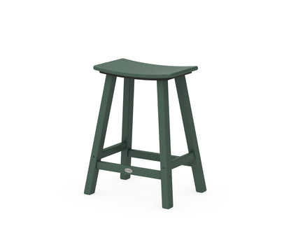 POLYWOOD® Traditional 24" Saddle Counter Stool in Green