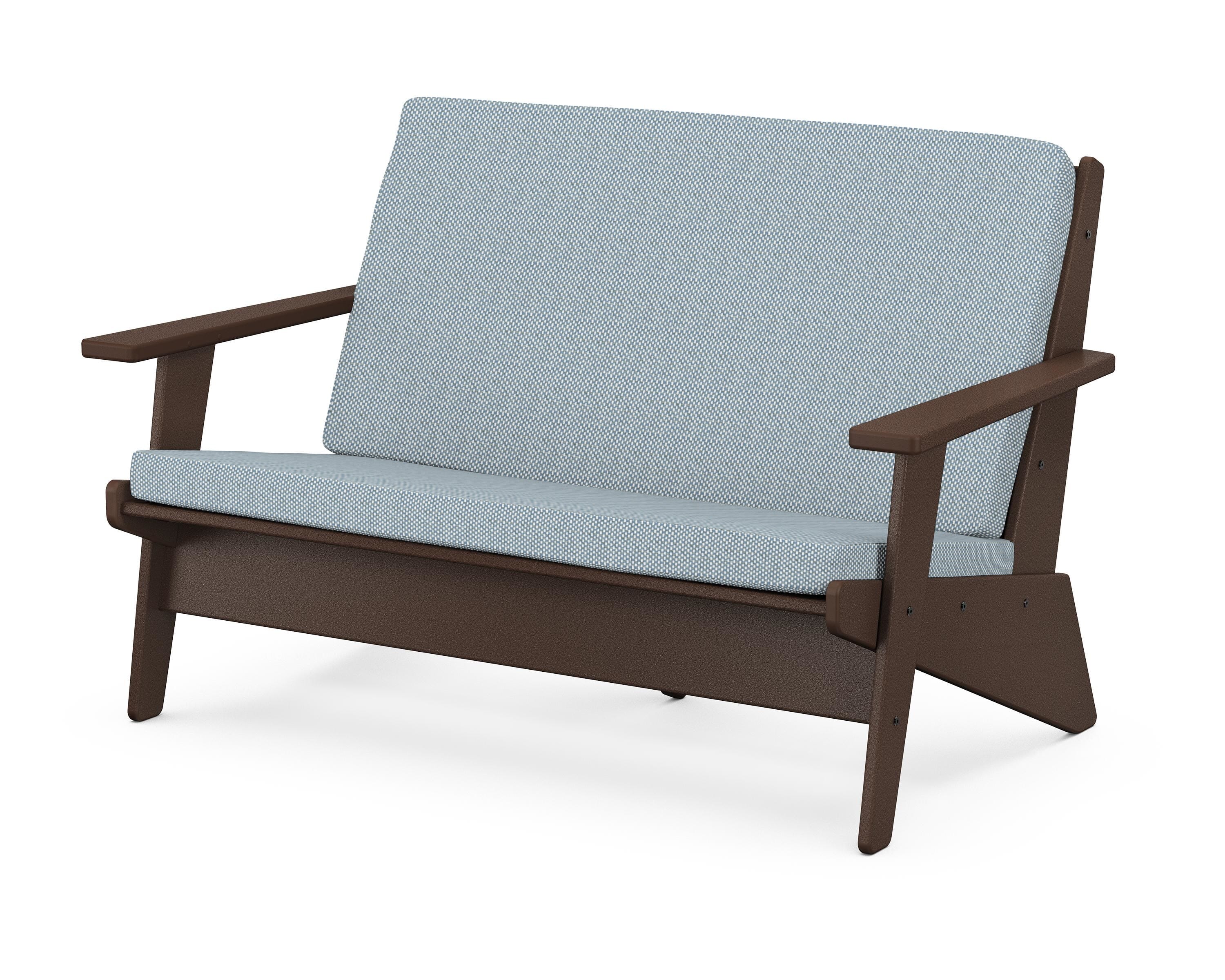 POLYWOOD® Riviera Modern Lounge Loveseat in Mahogany / Exhale Sky
