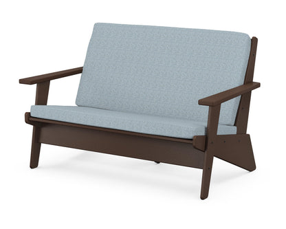 POLYWOOD® Riviera Modern Lounge Loveseat in Mahogany / Exhale Sky