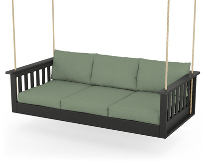 POLYWOOD® Vineyard Daybed Swing in Black / Exhale Rainwashed