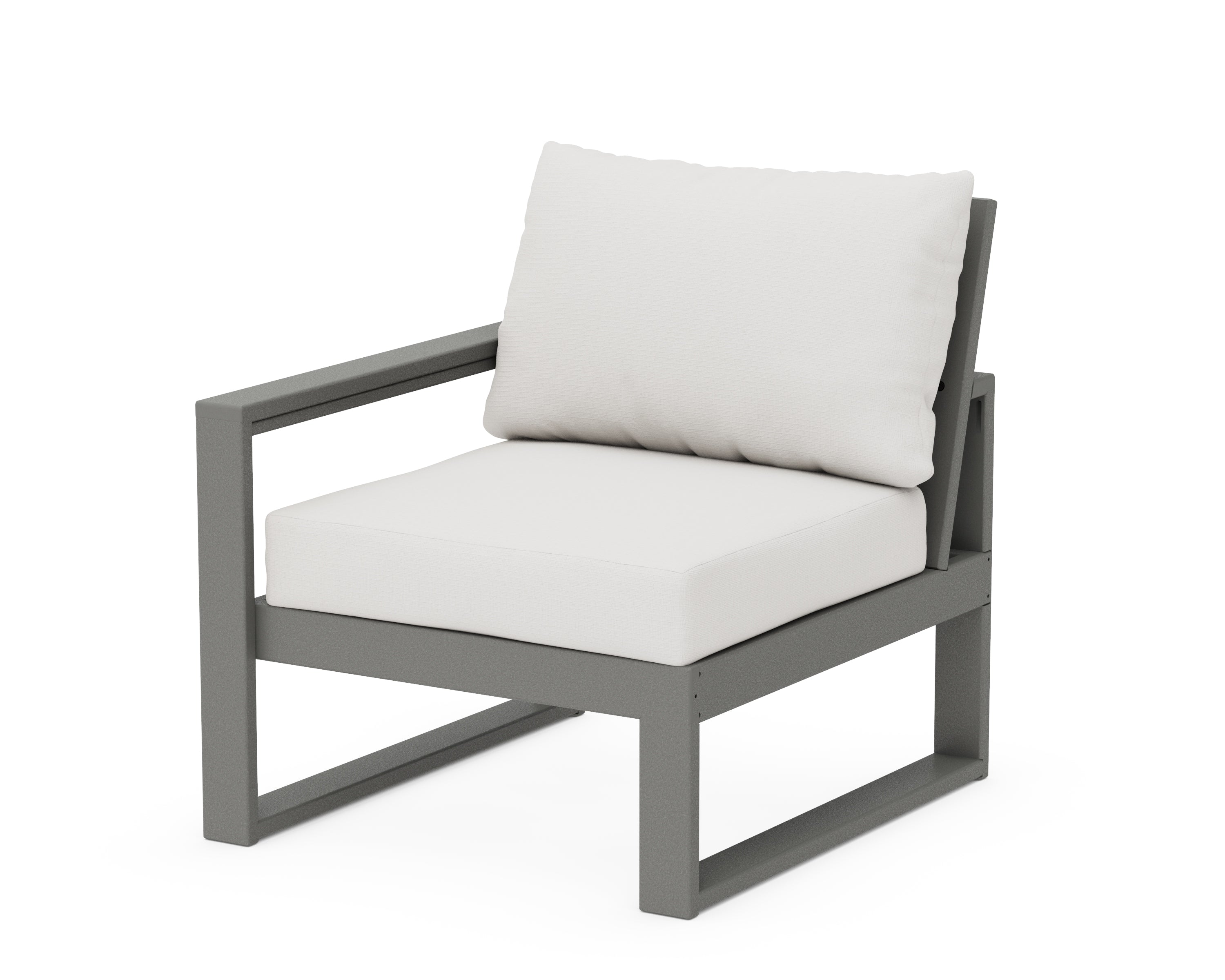 POLYWOOD® EDGE Modular Left Arm Chair in Slate Grey / Natural Linen