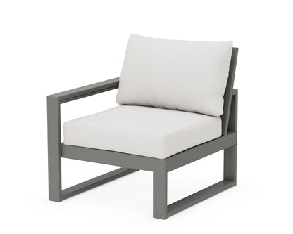 POLYWOOD® EDGE Modular Left Arm Chair in Slate Grey / Natural Linen