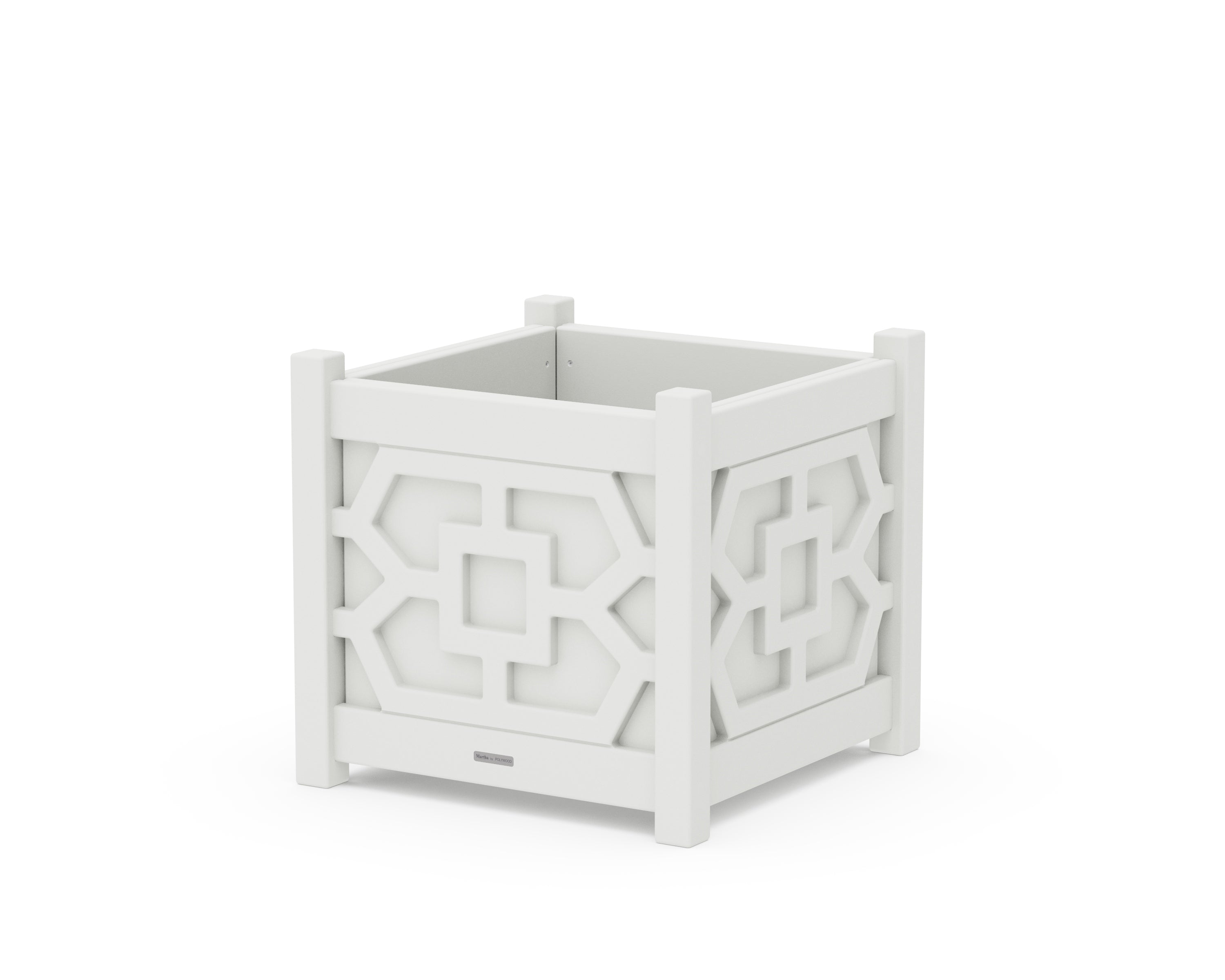 Martha Stewart by POLYWOOD® Chinoiserie Large Square Planter Box in White