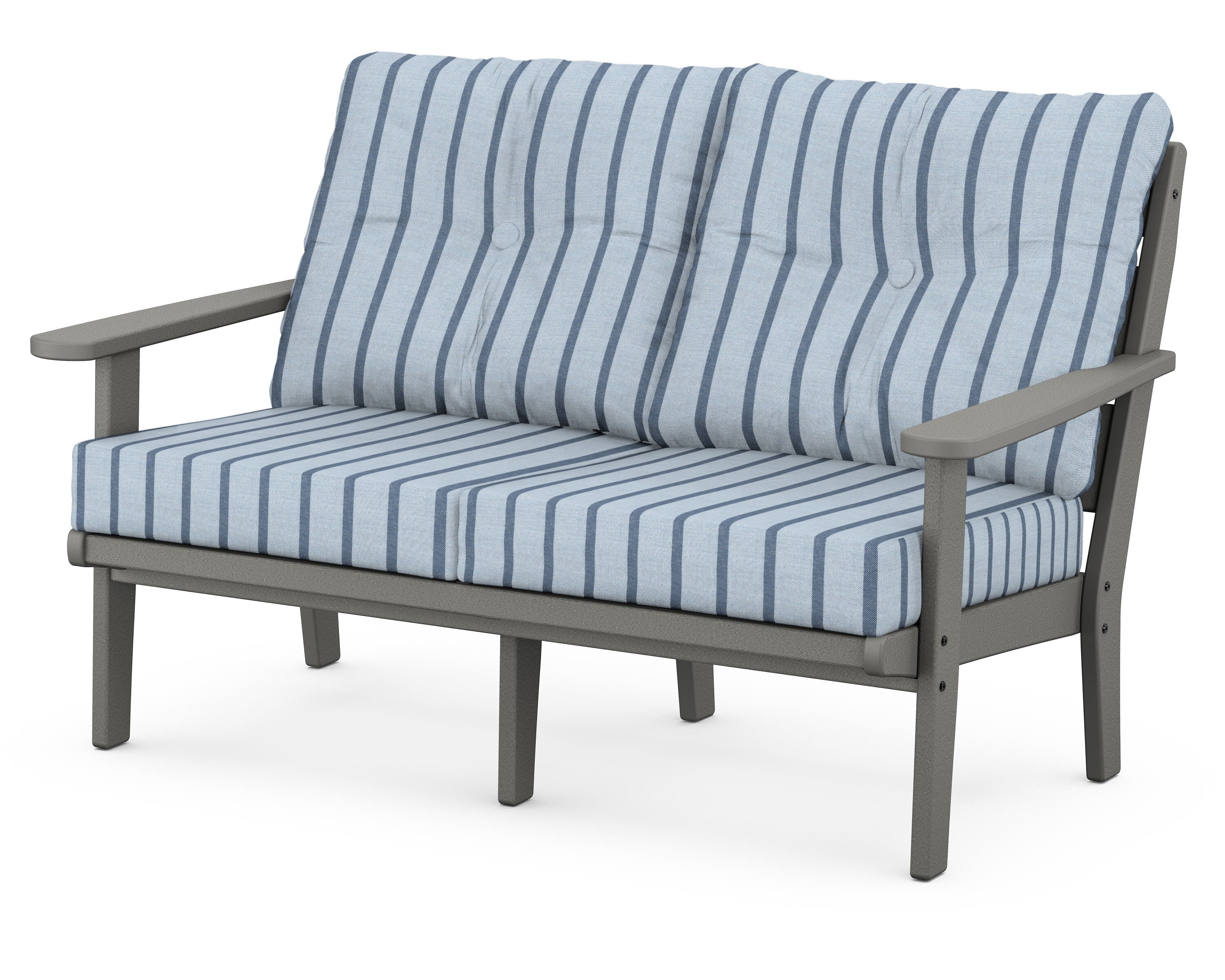 POLYWOOD® Lakeside Deep Seating Loveseat in Slate Grey / Unwind Sky