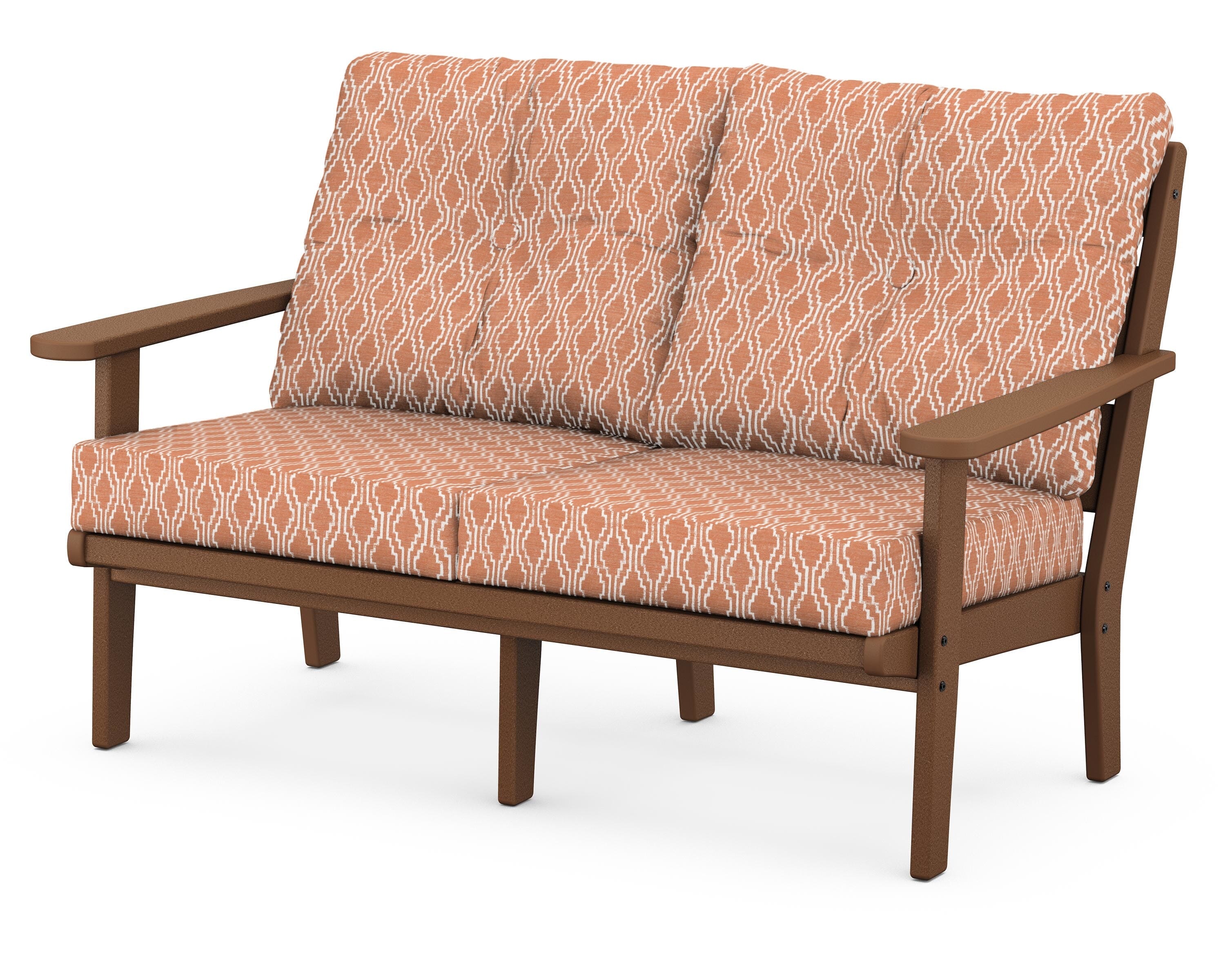 POLYWOOD® Lakeside Deep Seating Loveseat in Teak / Solve Clay