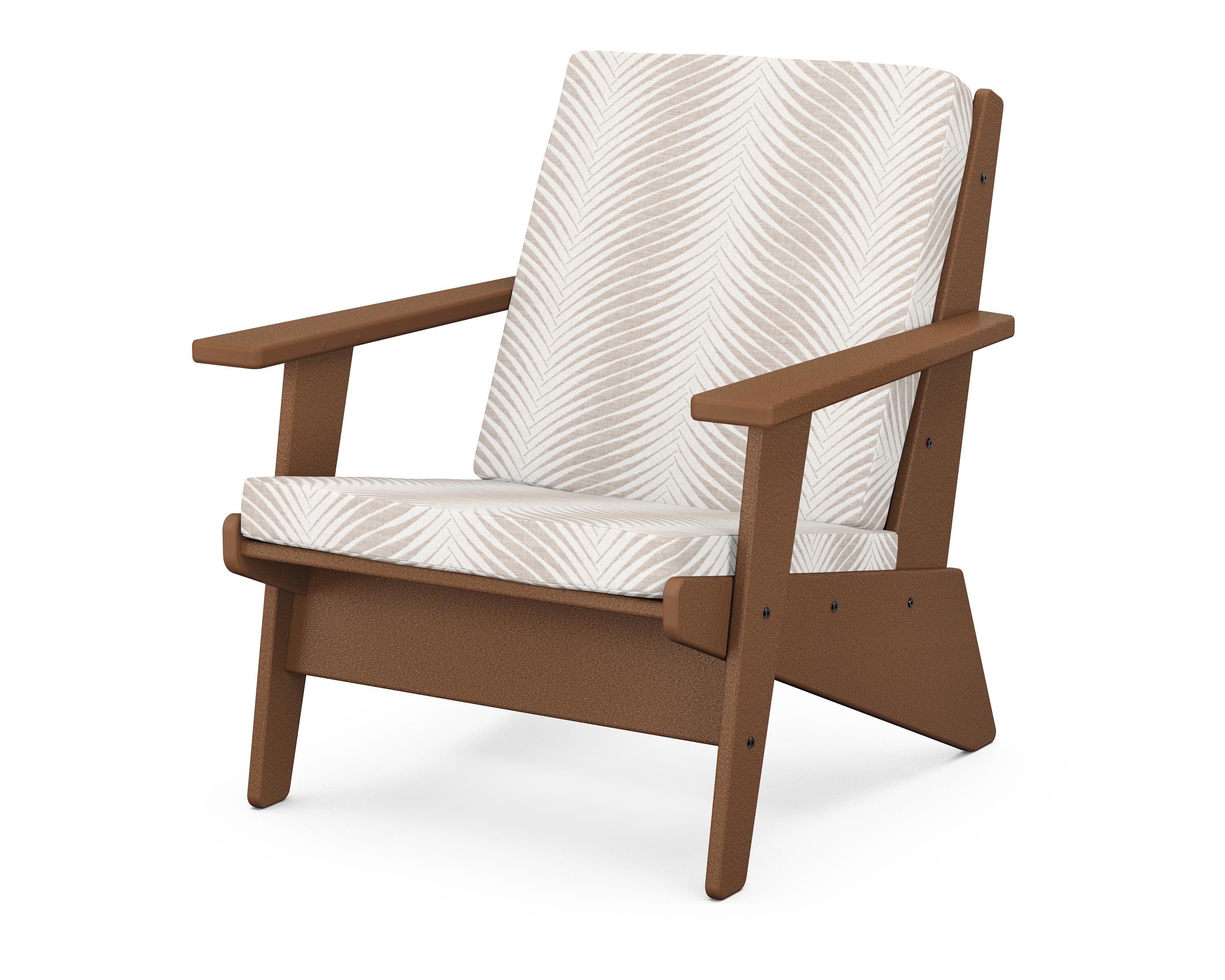 POLYWOOD® Riviera Modern Lounge Chair in Teak / Clock Out Cloud