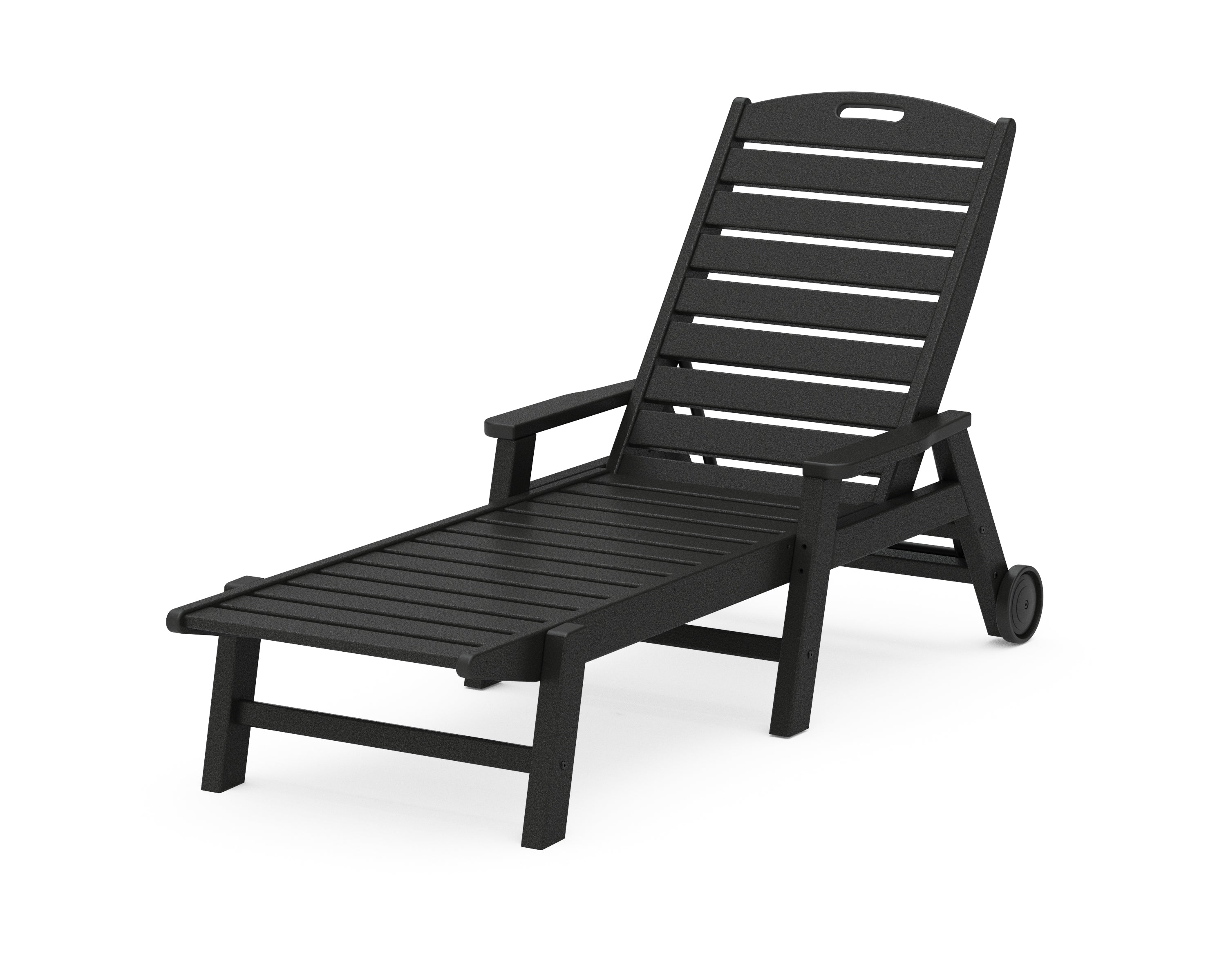 POLYWOOD® Nautical Chaise with Arms & Wheels in Black