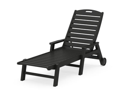 POLYWOOD® Nautical Chaise with Arms & Wheels in Black