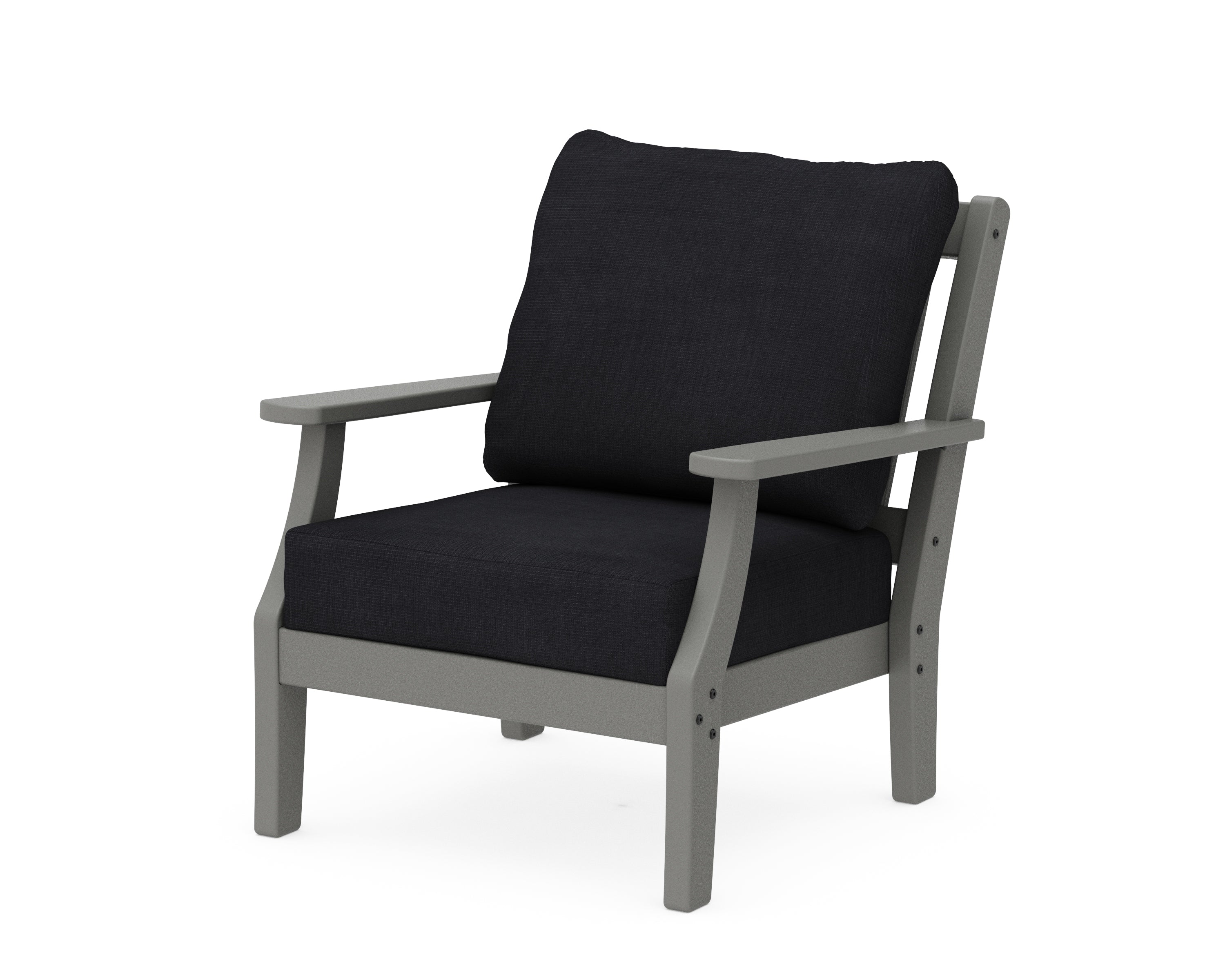Martha Stewart by POLYWOOD® Chinoiserie Deep Seating Chair in Slate Grey / Midnight Linen