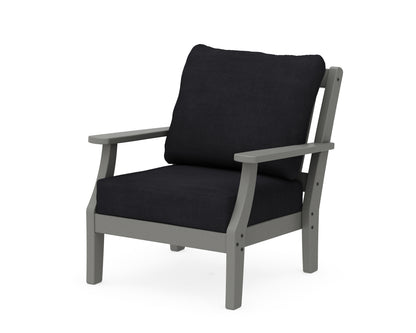 Martha Stewart by POLYWOOD® Chinoiserie Deep Seating Chair in Slate Grey / Midnight Linen