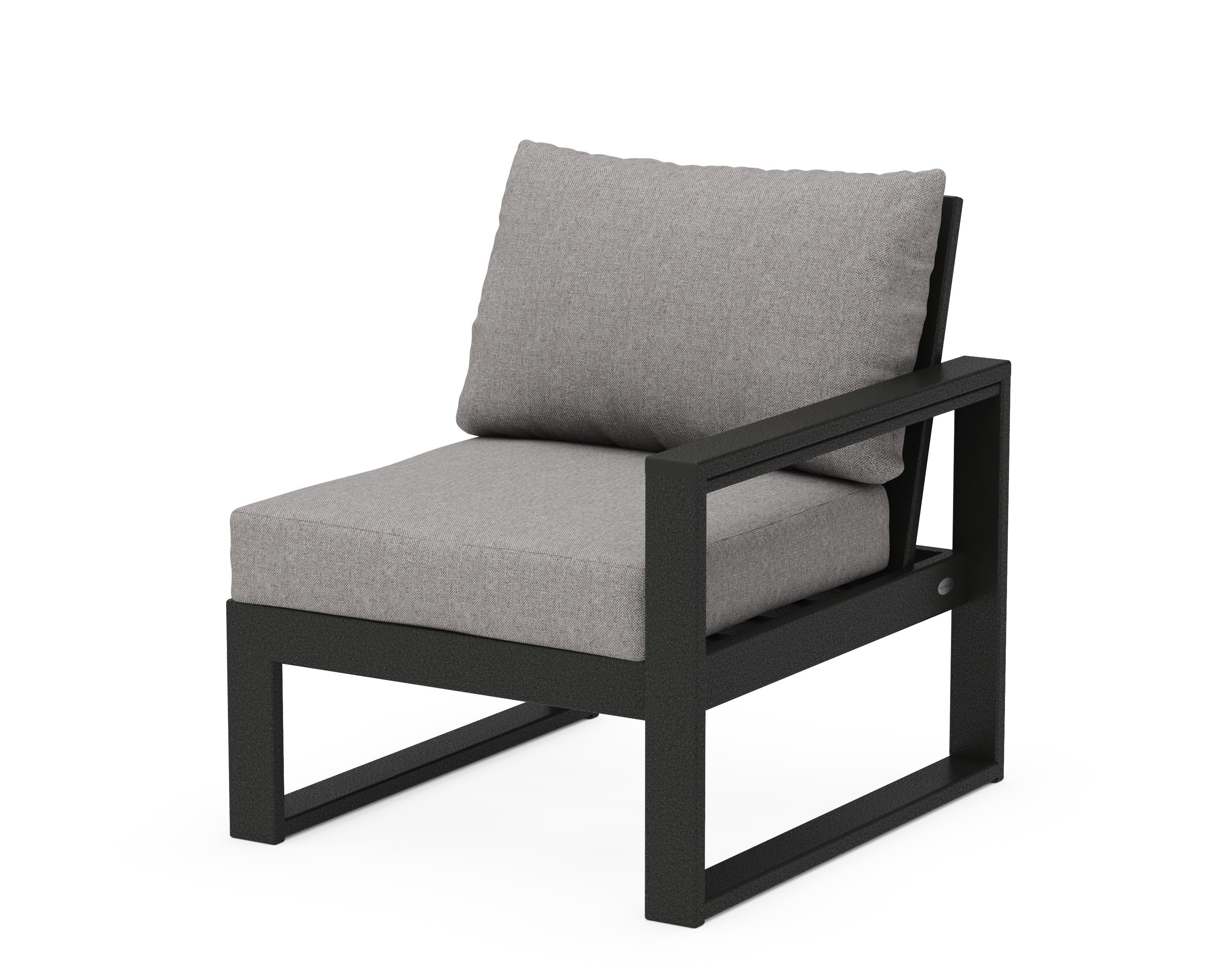 POLYWOOD® EDGE Modular Right Arm Chair in Black / Grey Mist