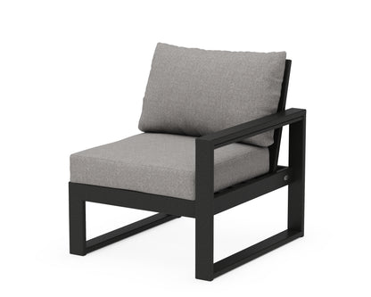 POLYWOOD® EDGE Modular Right Arm Chair in Black / Grey Mist