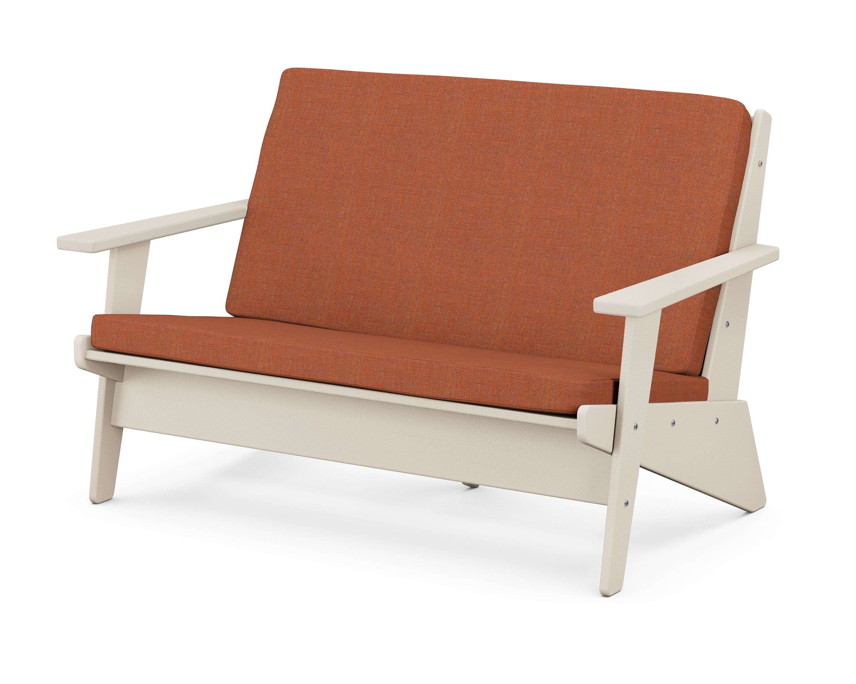 POLYWOOD® Riviera Modern Lounge Loveseat in Sand / Play Adobe