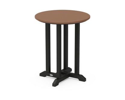 POLYWOOD® Contempo 24" Round Dining Table in Black / Teak