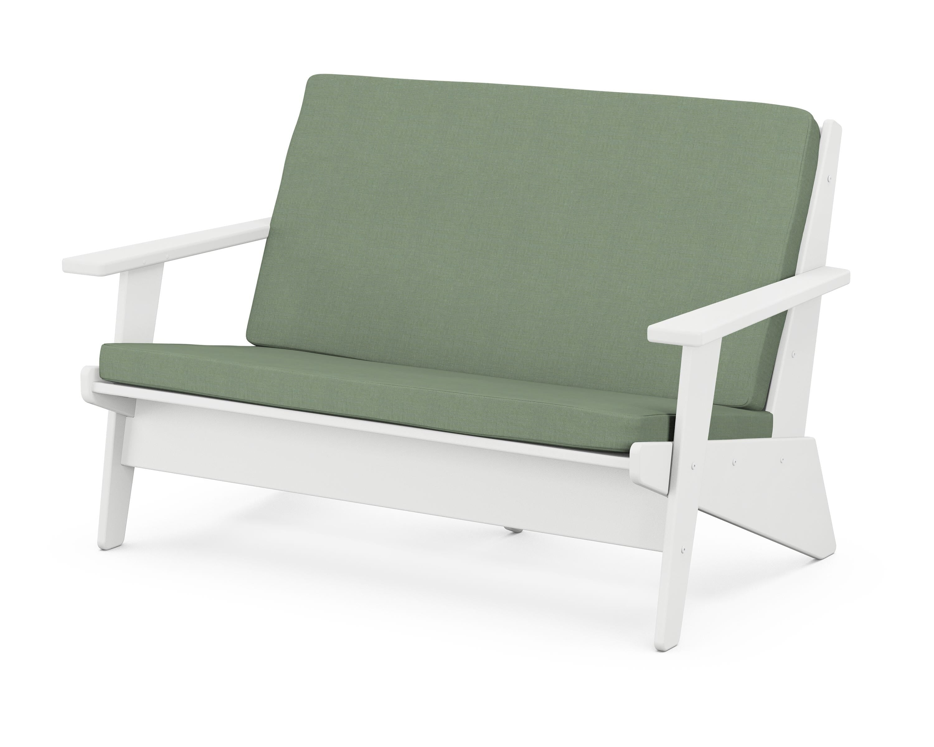 POLYWOOD® Riviera Modern Lounge Loveseat in White / Exhale Rainwashed