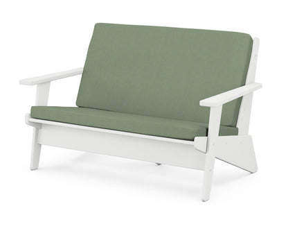 POLYWOOD® Riviera Modern Lounge Loveseat in White / Exhale Rainwashed
