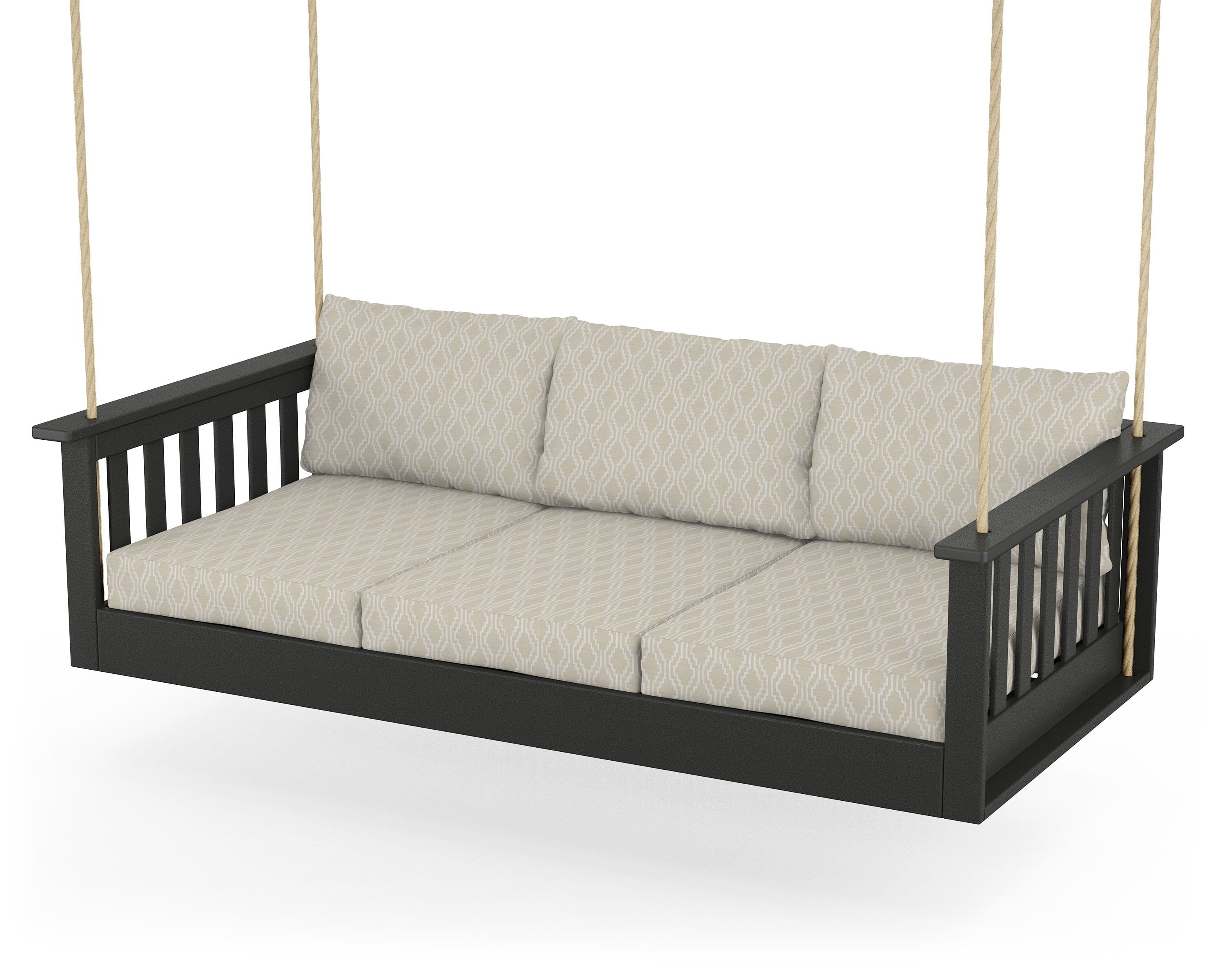 POLYWOOD® Vineyard Daybed Swing in Black / Solve Linen