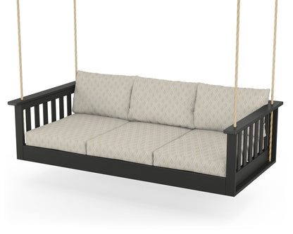 POLYWOOD® Vineyard Daybed Swing in Black / Solve Linen