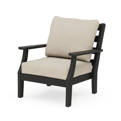 POLYWOOD® Chesapeake Deep Seating Chair in Black / Blend Linen
