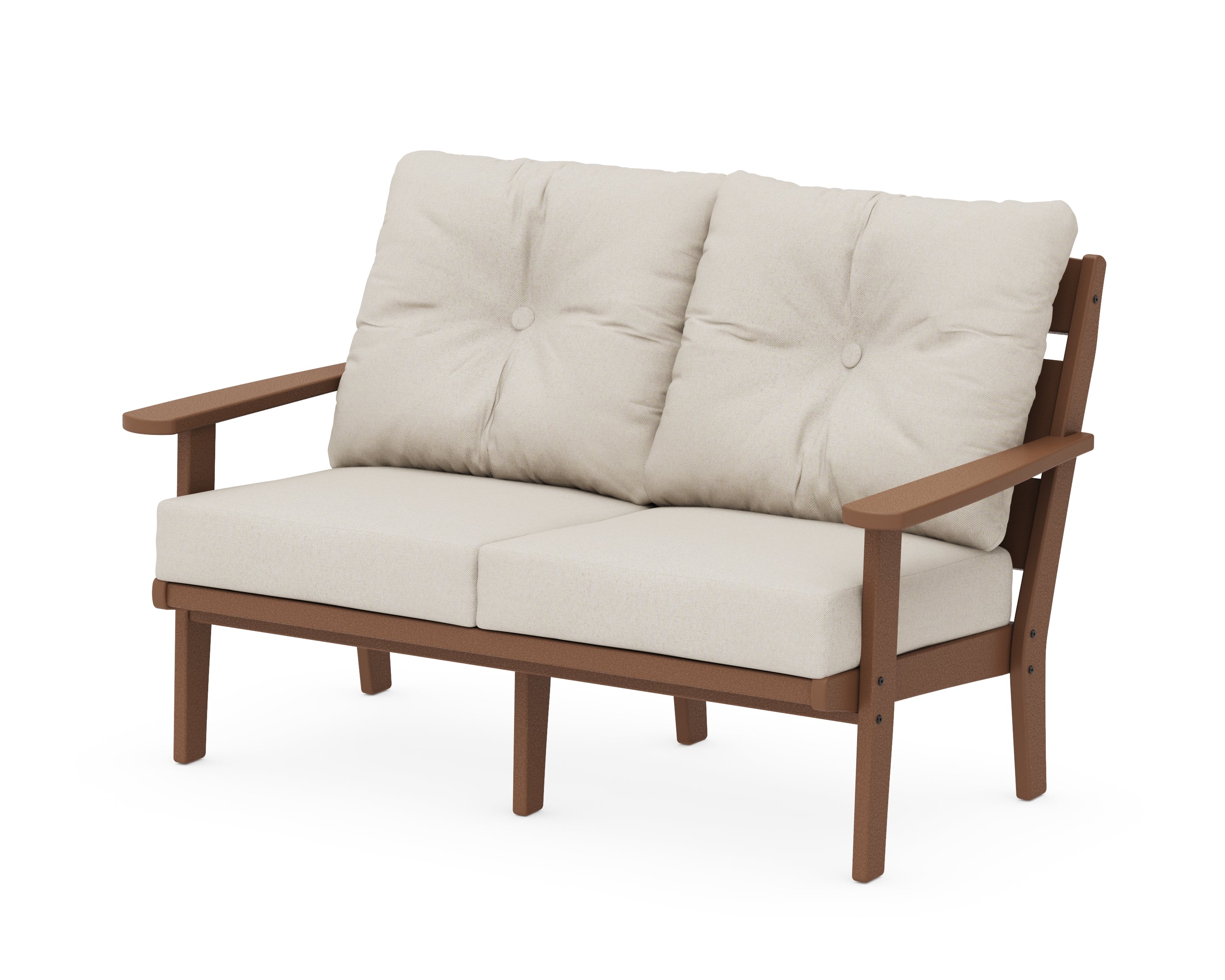 POLYWOOD® Lakeside Deep Seating Loveseat in Teak / Dune Burlap