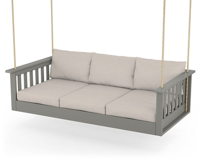 POLYWOOD® Vineyard Daybed Swing in Slate Grey / Nuance Cloud