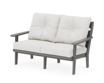 POLYWOOD® Lakeside Deep Seating Loveseat in Slate Grey / Natural Linen