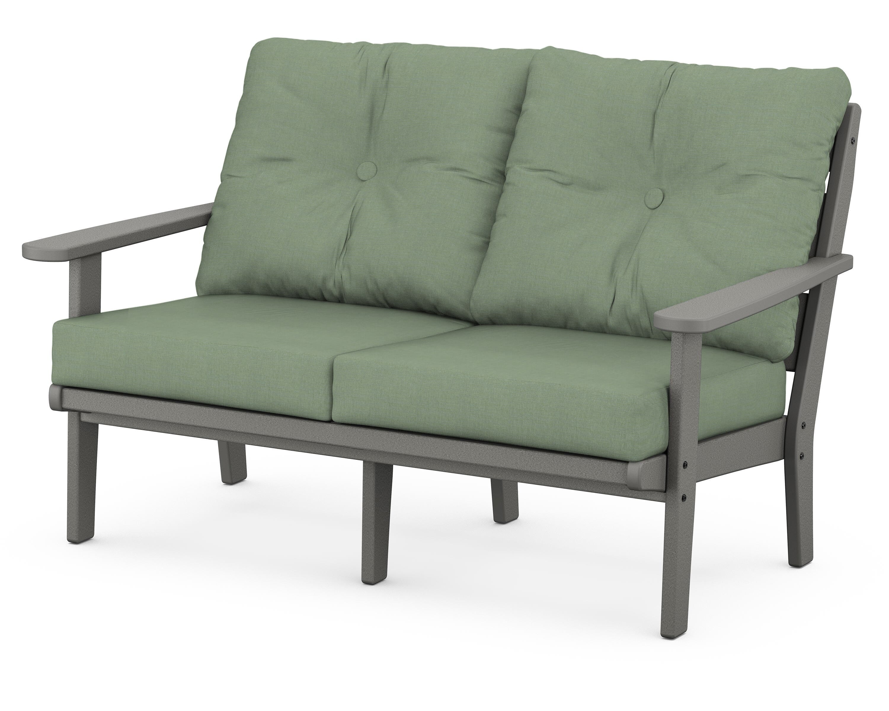POLYWOOD® Lakeside Deep Seating Loveseat in Slate Grey / Exhale Rainwashed