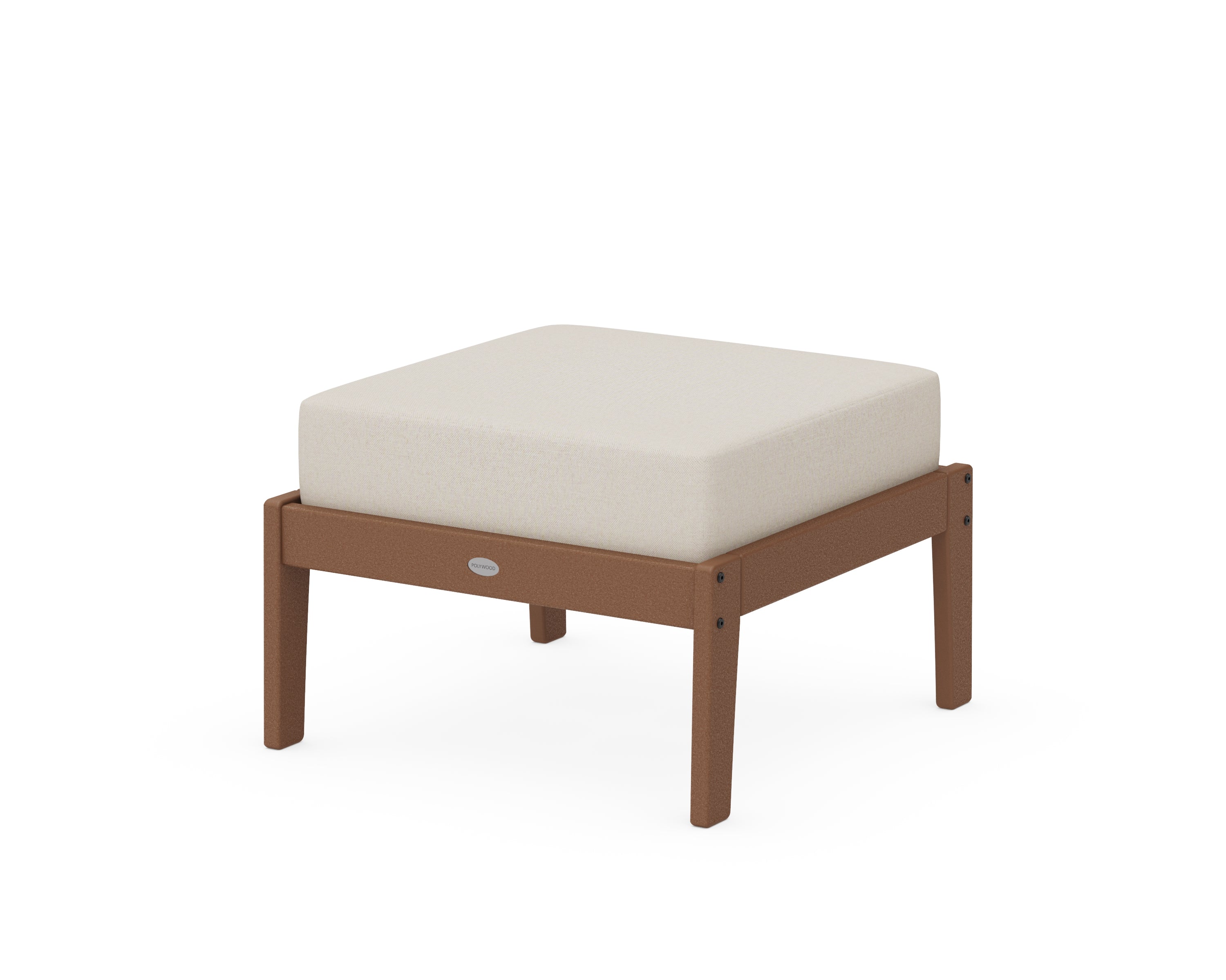 Unbranded Deep Seating Ottoman in Teak / Dune Burlap
