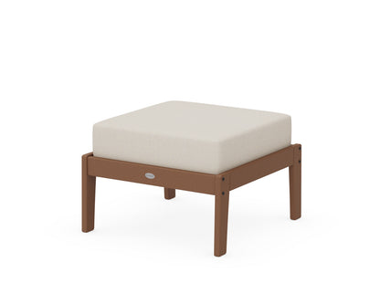 Unbranded Deep Seating Ottoman in Teak / Dune Burlap