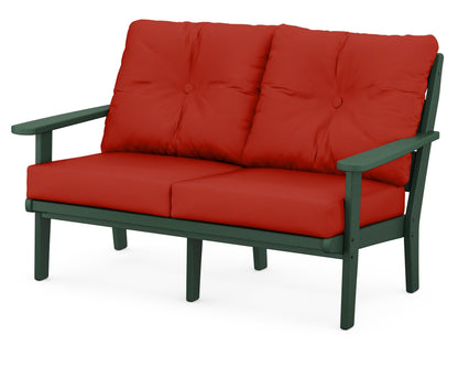POLYWOOD® Lakeside Deep Seating Loveseat in Green / Canvas Jockey Red