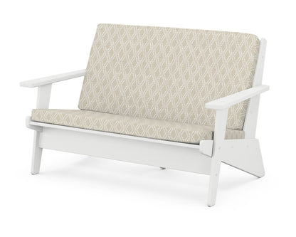 POLYWOOD® Riviera Modern Lounge Loveseat in White / Solve Linen