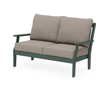 POLYWOOD® Braxton Deep Seating Loveseat in Green / Weathered Tweed
