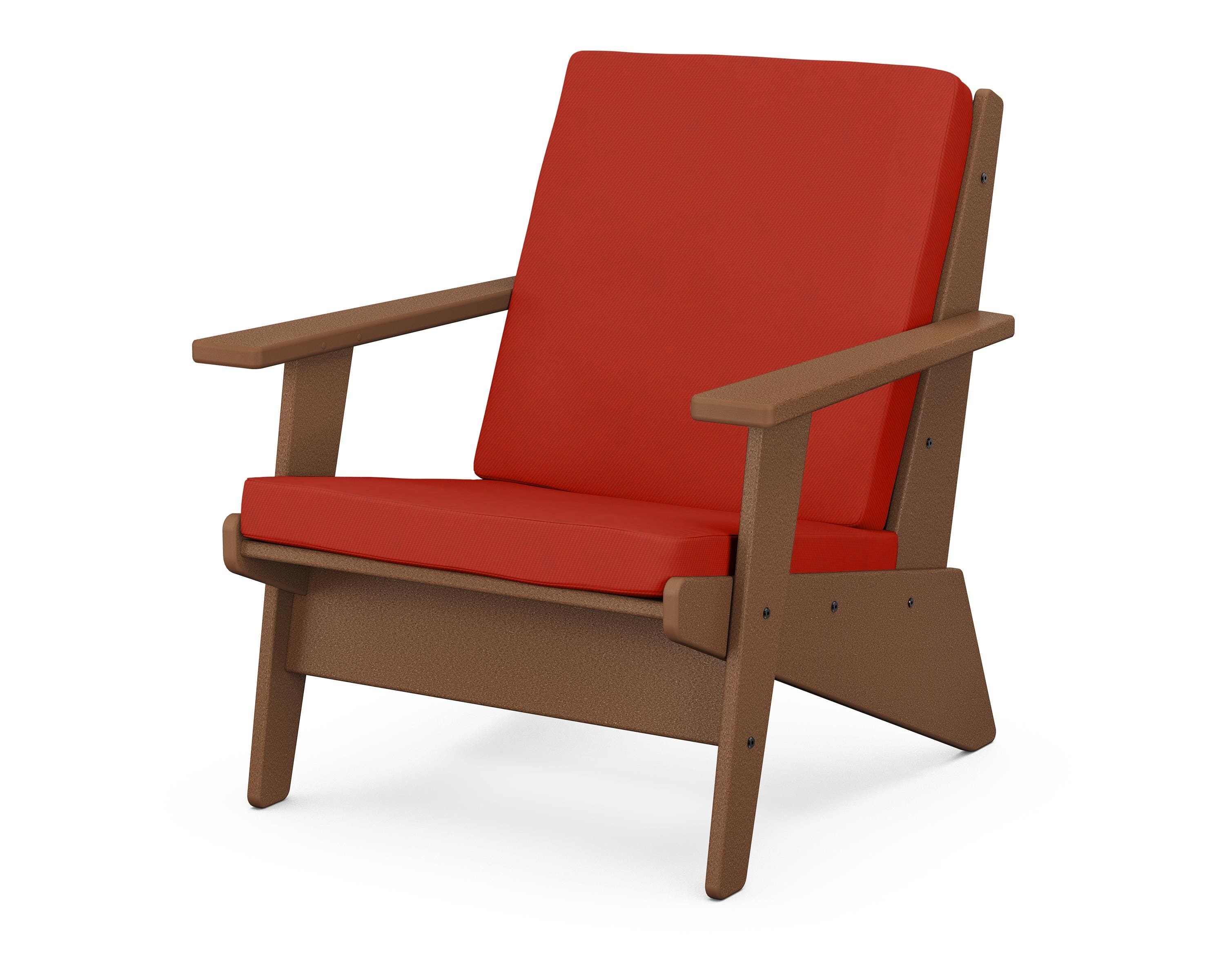 POLYWOOD® Riviera Modern Lounge Chair in Teak / Canvas Jockey Red
