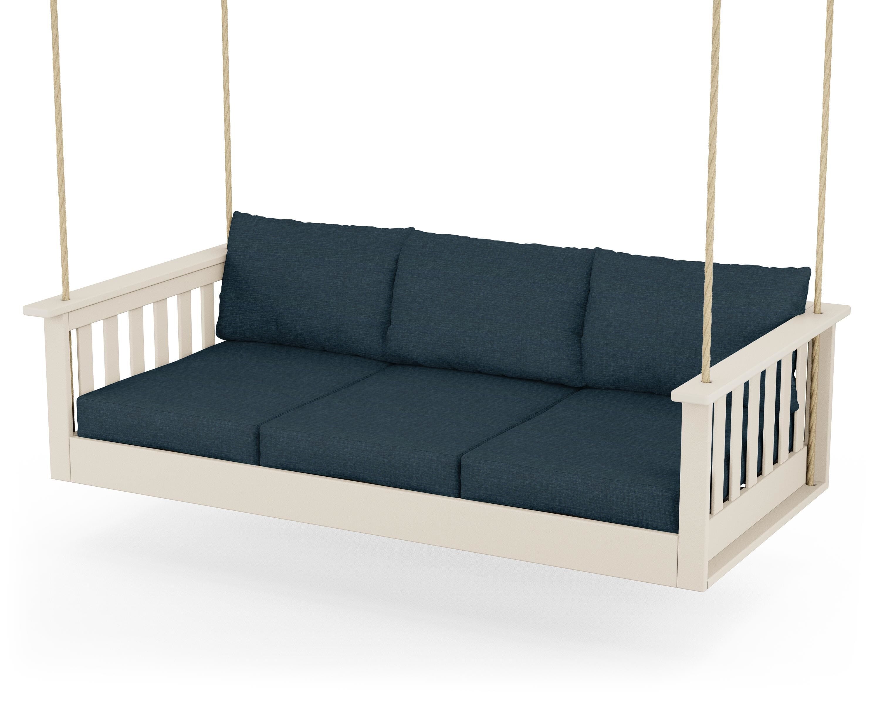 POLYWOOD® Vineyard Daybed Swing in Sand / Platform Indigo