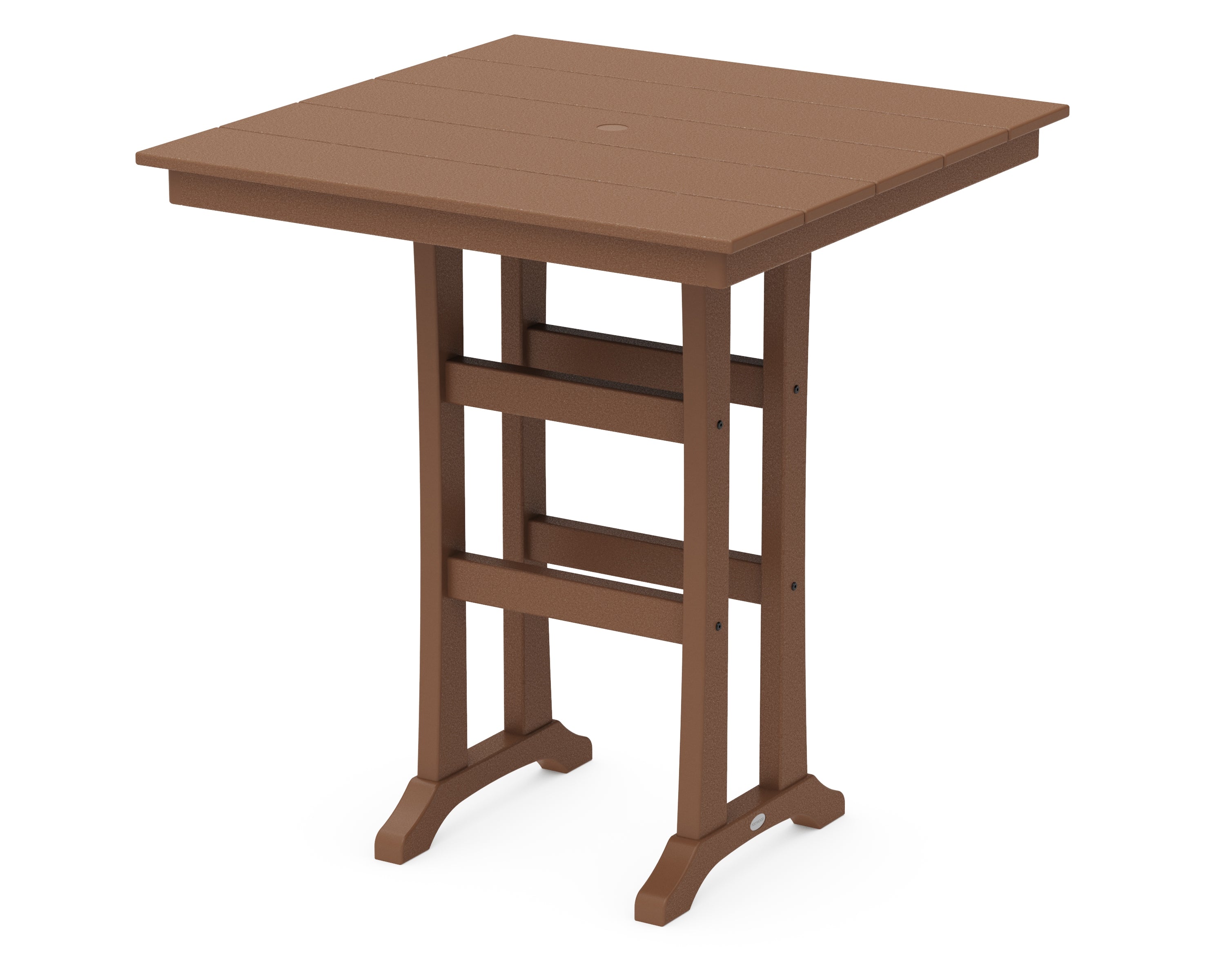 POLYWOOD® Farmhouse Trestle 37" Bar Table in Teak