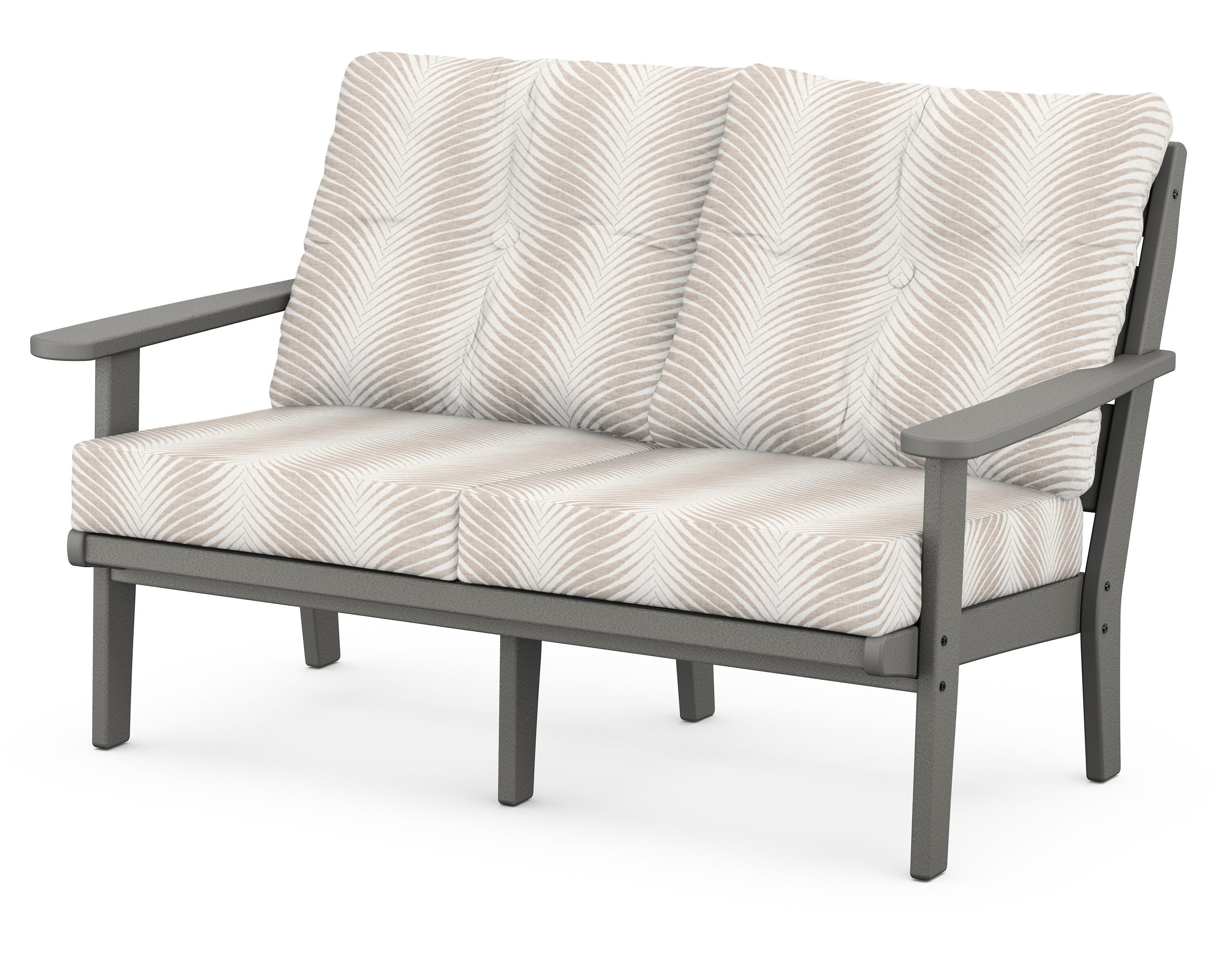 POLYWOOD® Lakeside Deep Seating Loveseat in Slate Grey / Clock Out Cloud