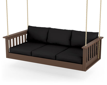 POLYWOOD® Vineyard Daybed Swing in Mahogany / Canvas Black