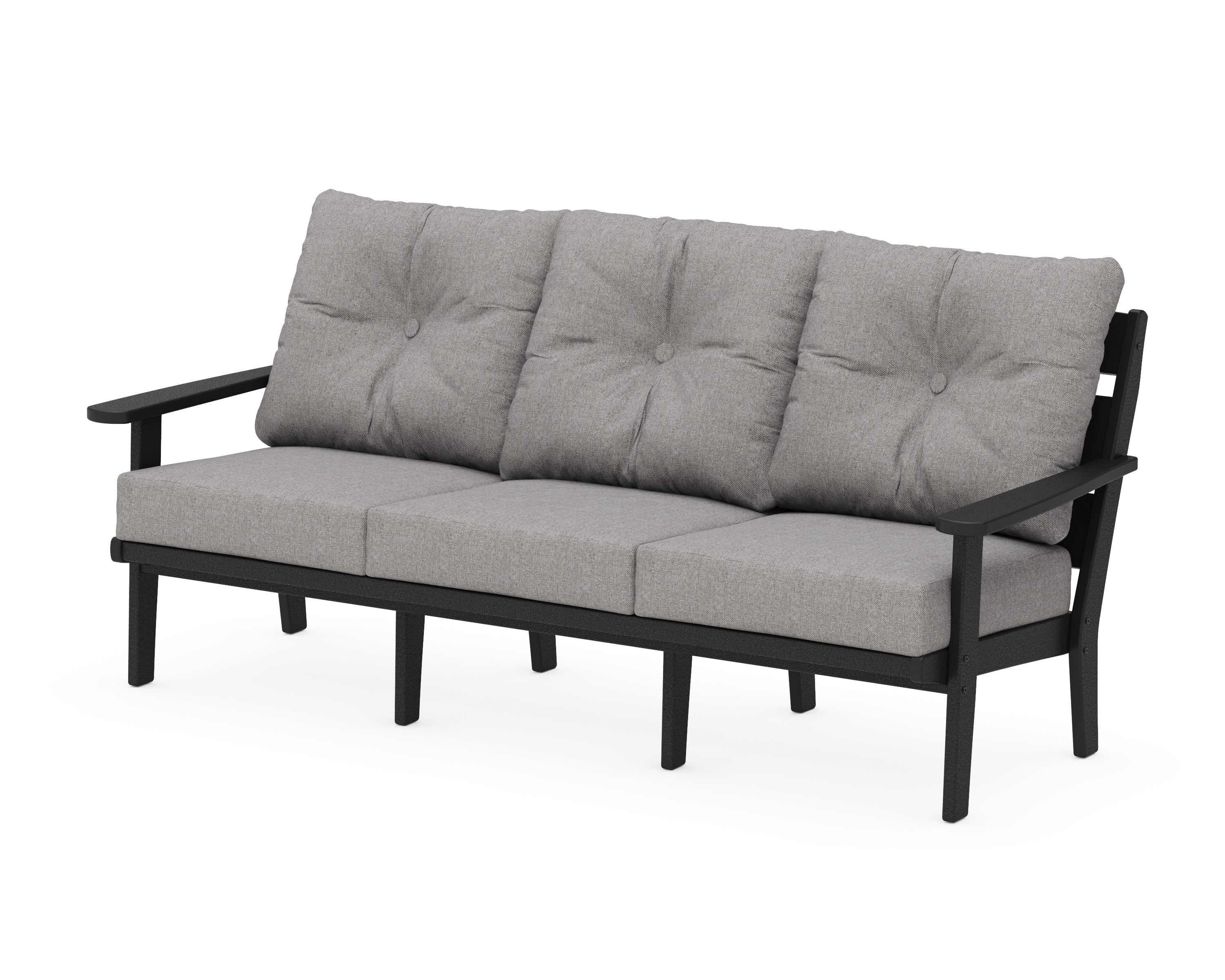 POLYWOOD® Lakeside Deep Seating Sofa in Black / Grey Mist