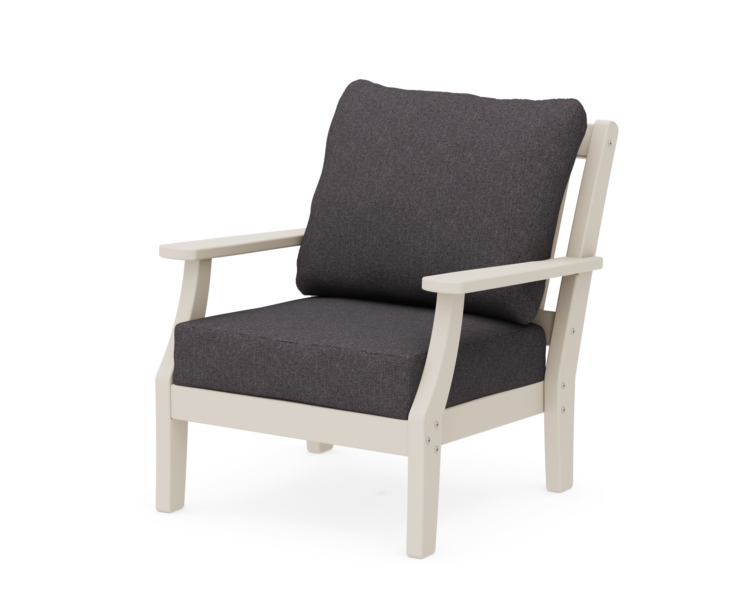 Martha Stewart by POLYWOOD® Chinoiserie Deep Seating Chair in Sand / Ash Charcoal