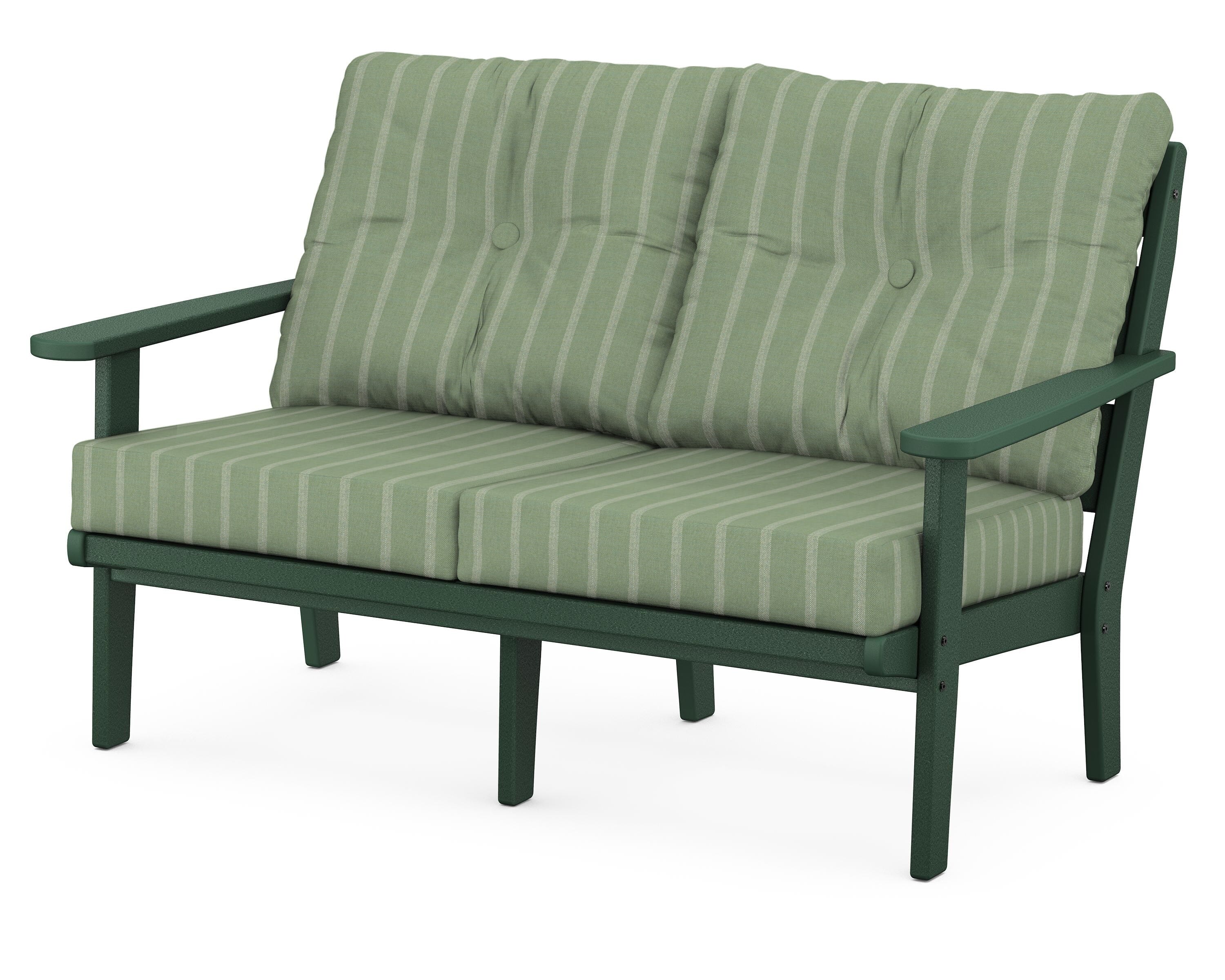 POLYWOOD® Lakeside Deep Seating Loveseat in Green / Unwind Rainwashed