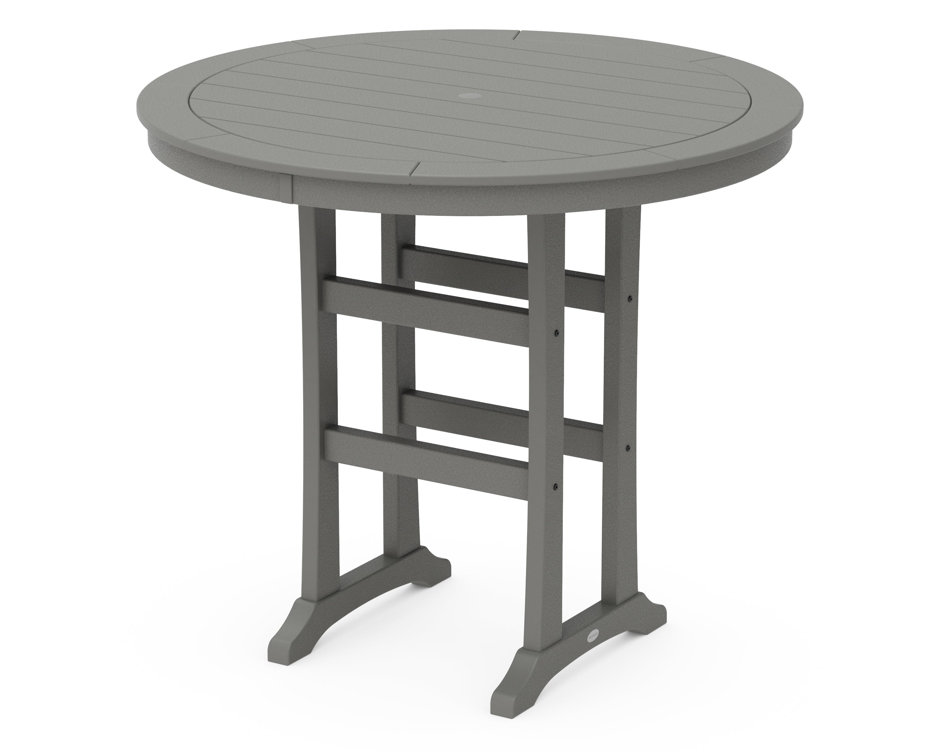 POLYWOOD® Nautical Trestle 48" Round Bar Table in Slate Grey