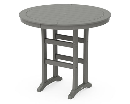 POLYWOOD® Nautical Trestle 48" Round Bar Table in Slate Grey