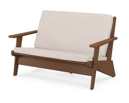 POLYWOOD® Riviera Modern Lounge Loveseat in Teak / Nuance Cloud