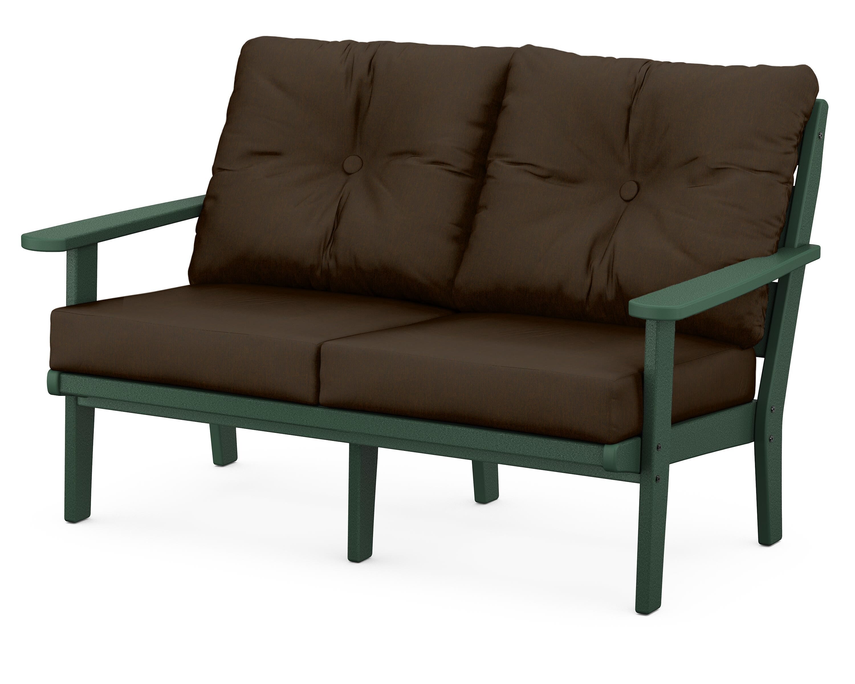 POLYWOOD® Lakeside Deep Seating Loveseat in Green / Canvas Java