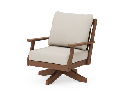 POLYWOOD® Braxton Deep Seating Swivel Chair in Teak / Dune Burlap