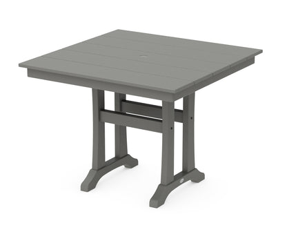 POLYWOOD® Farmhouse Trestle 37" Dining Table in Slate Grey
