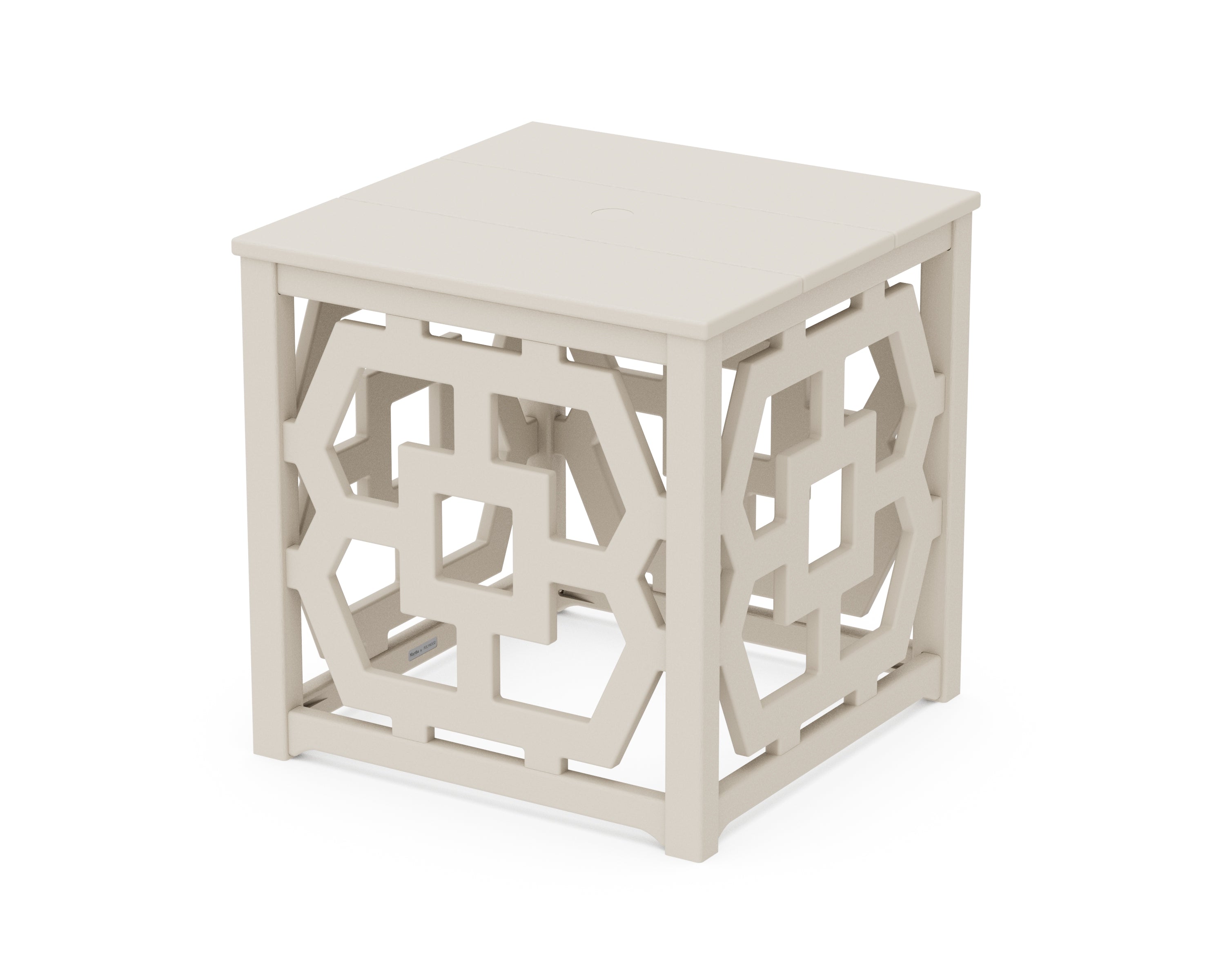 Martha Stewart by POLYWOOD® Chinoiserie Umbrella Stand Accent Table in Sand